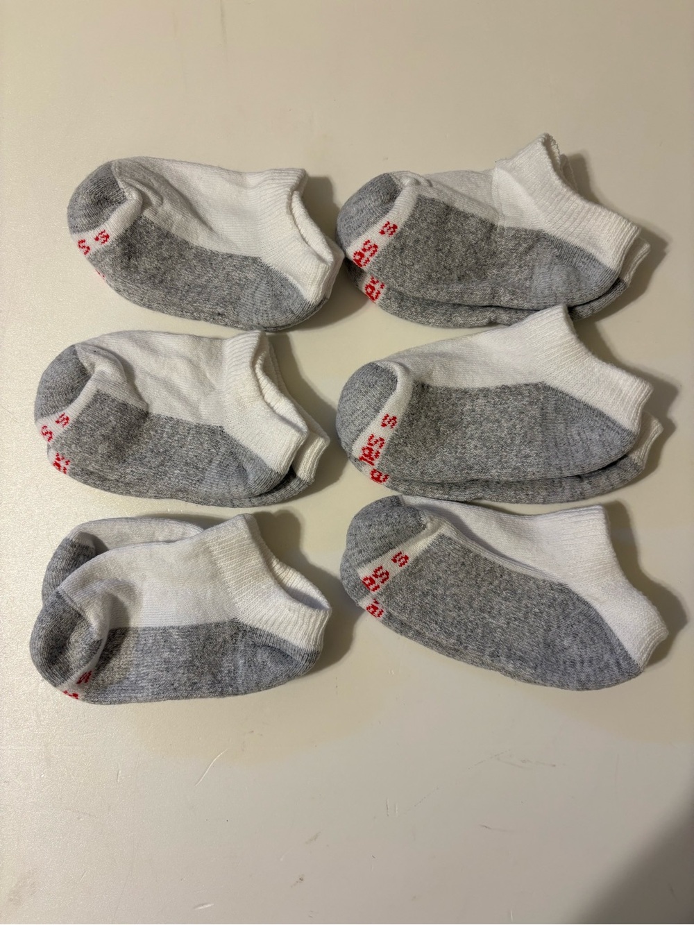 Hanes White & Gray Low-Cut Kids Socks - Pack of 6